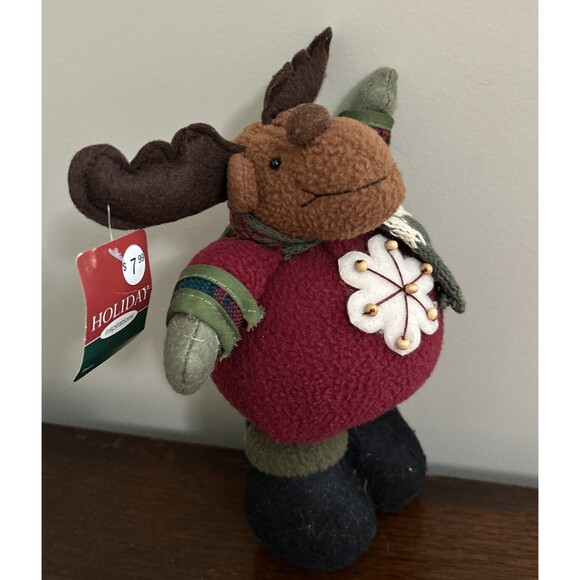 Christmas Moose Plush Holiday Inspirations Knit Scarf Snowflake Sweater Decor - Picture 5 of 12